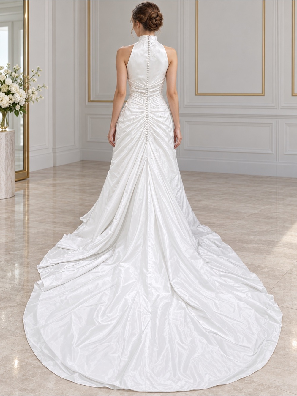 White Satin Bridal Gown — A Vision of Elegance